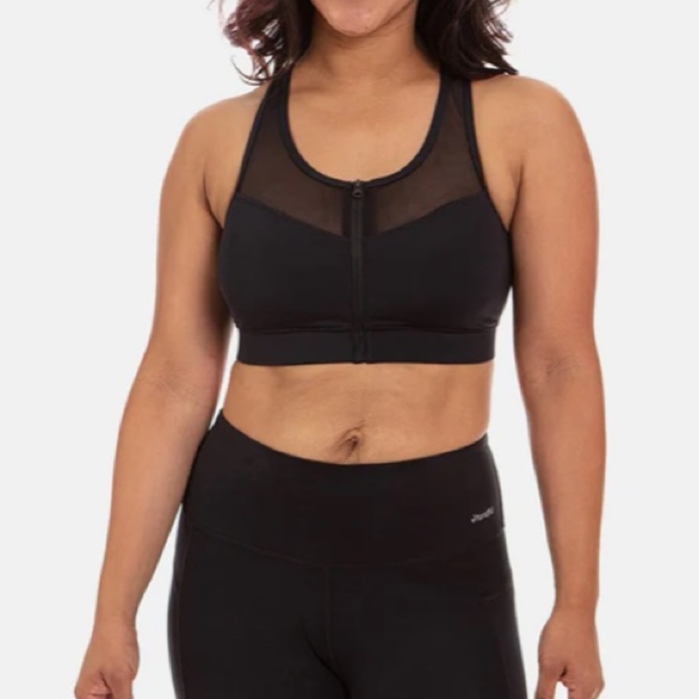 Handful The Closer Bra Adjustable Zipper Sport Athletic Mesh Black High Impact M